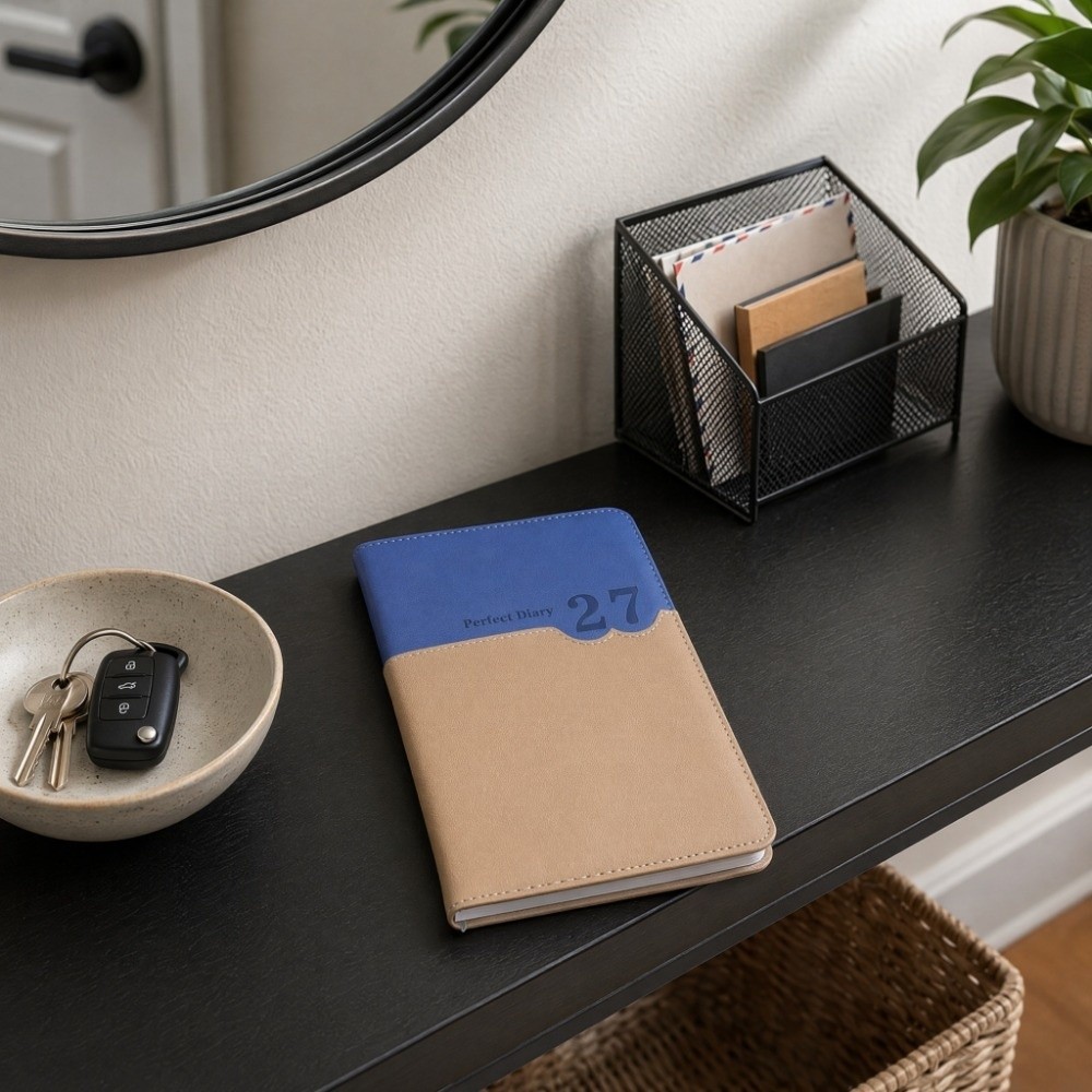 Leather Work Diary Covers - สมุดวางแผนงานสำนักงาน 2027 สมุดบันทึกตารางงาน สมุดจดบันทึกไดอารี่ ปกหนัง PU